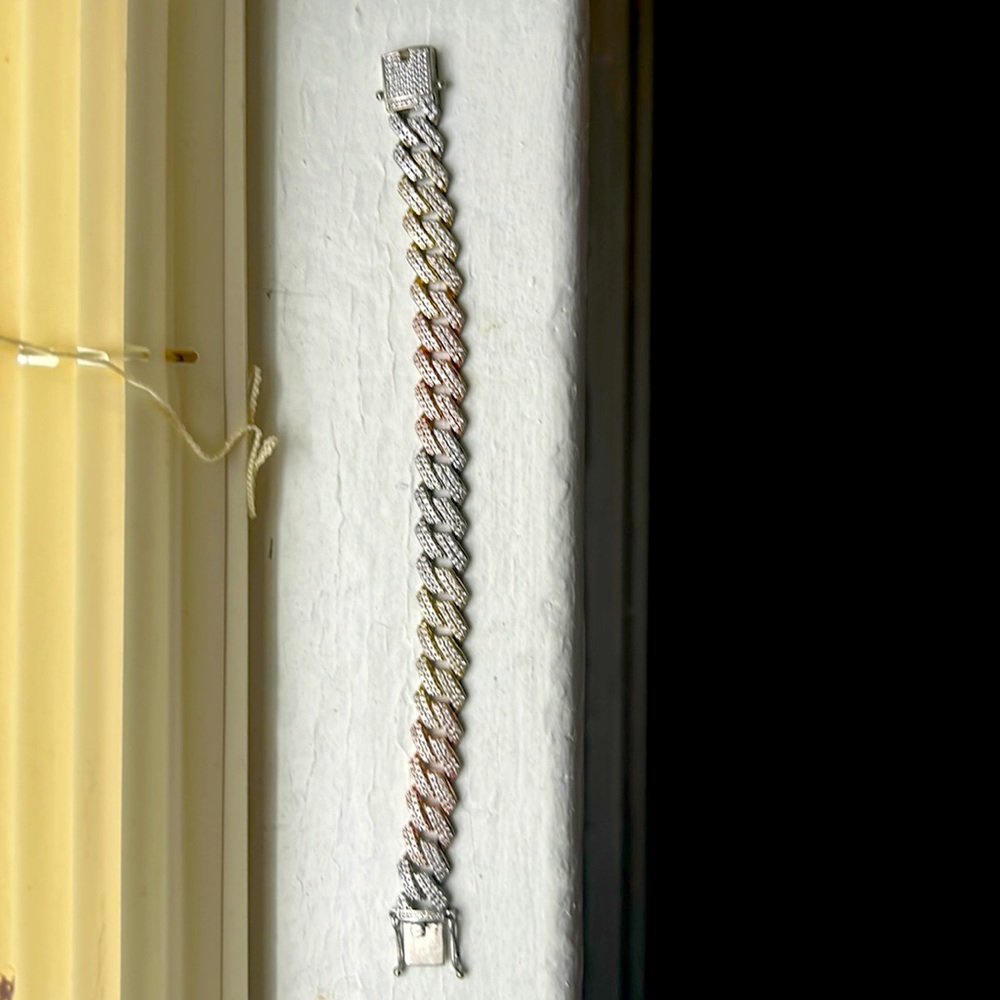 Tri tone bracelet .925 silver on gold